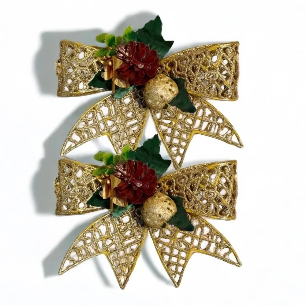 Gold Glittery Christmas Bows